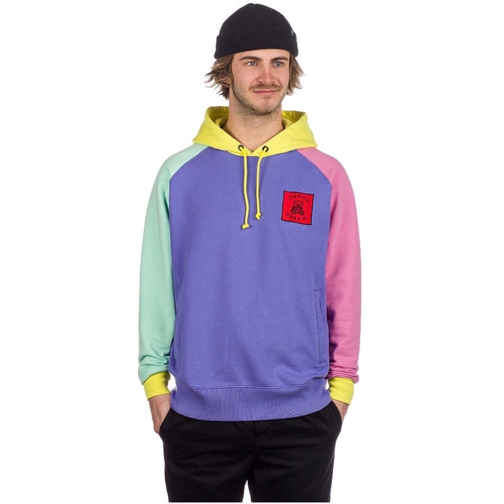 Teddy Fresh Colorblock Hoodie Sweatshirt Men's Purple Mint Pink Yellow
